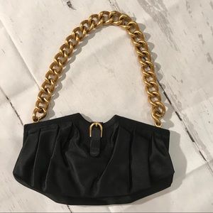 Jimmy Choo satin chunky gold chain evening bag